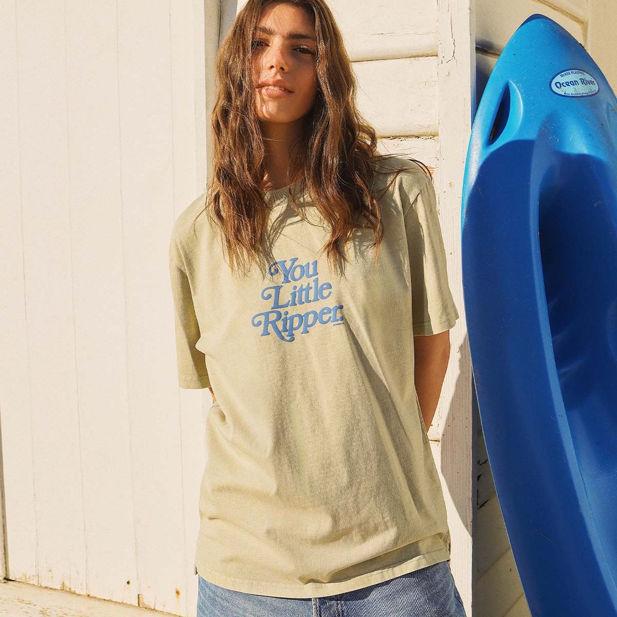 You Little Ripper Slang Tee in Stone