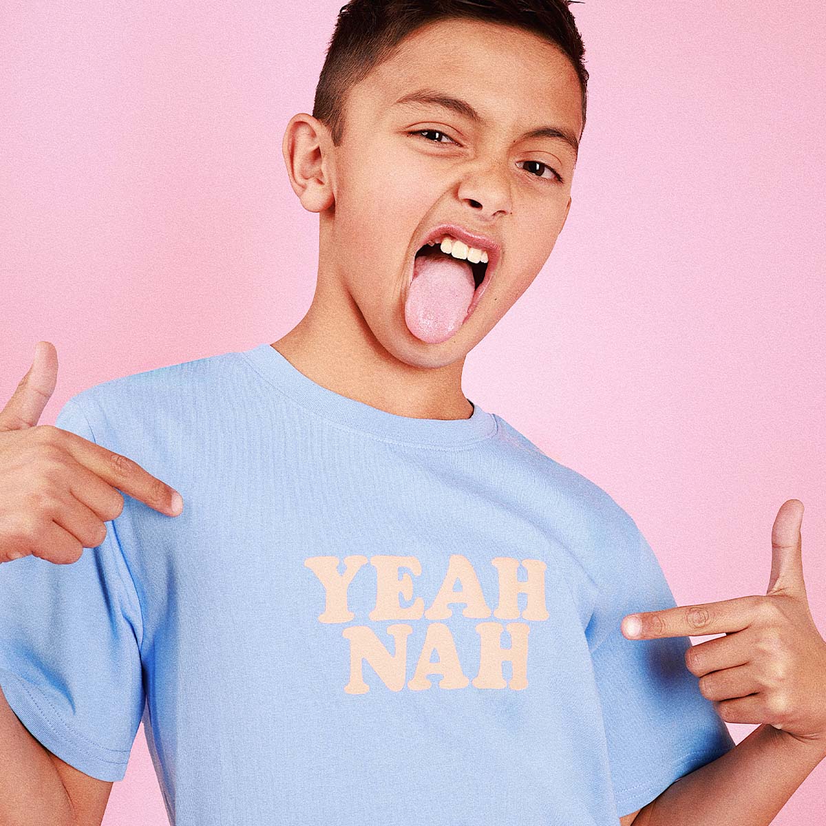Yeah Nah Kids Slang Tee in Blue
