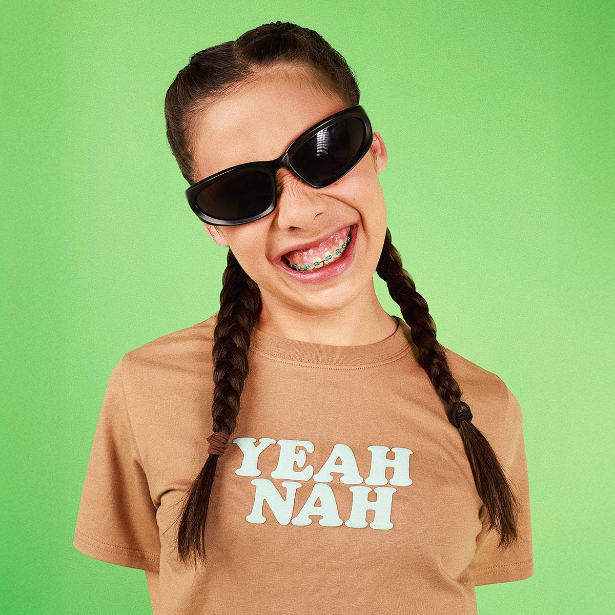 Yeah Nah Kids Slang Tee in Mocha