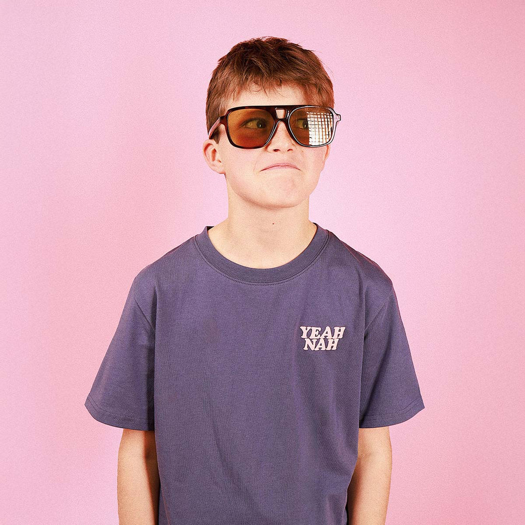 Yeah Nah Kids Slang Tee in Navy
