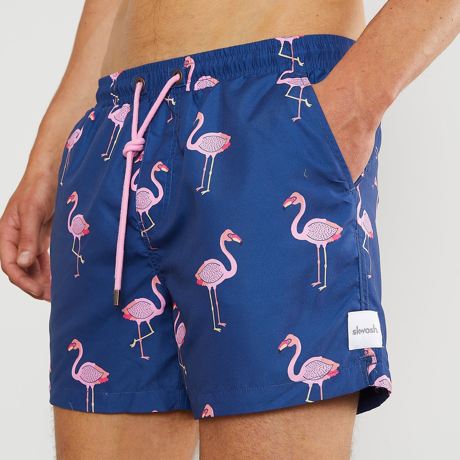 Mens Flamingo Swim Trunks Navy Skwosh