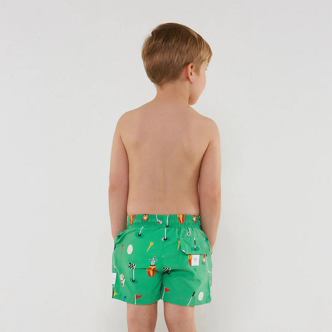 In The Hole Kids Swim Shorts in Golfing Green